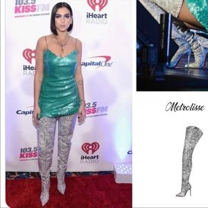 RARE CL SPIKED EMBELLISHED KNEE BOOTS